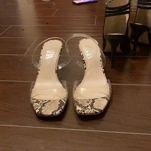 Ladies sandals clear straps/snake print